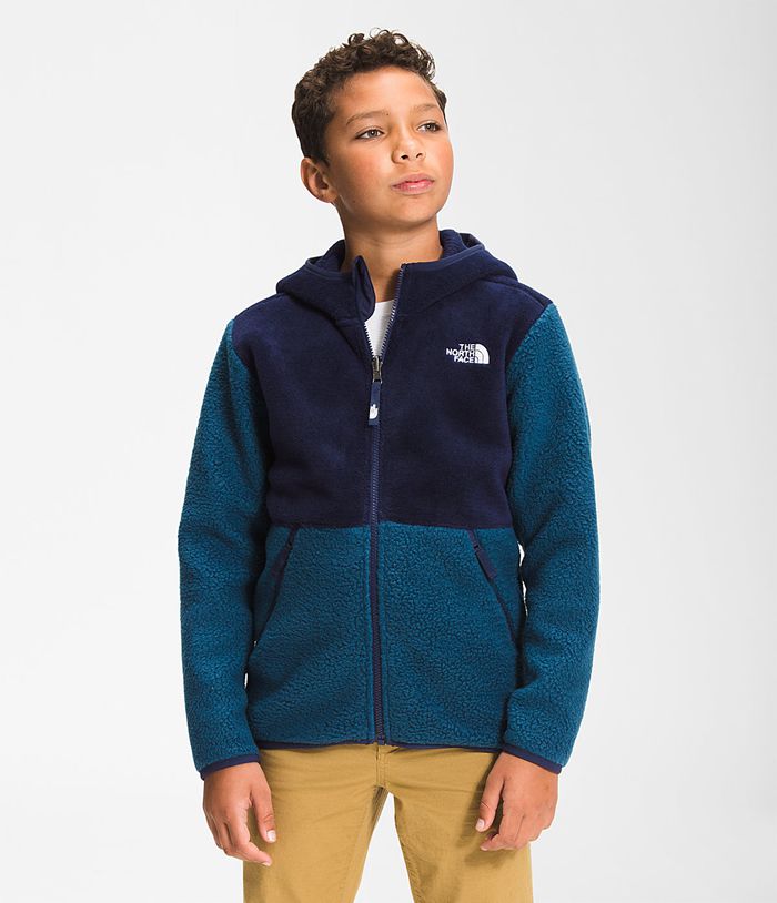 The North Face Boys Jacket Forrest Full Zip Hooded Fleece 075UOEWMI - Blue